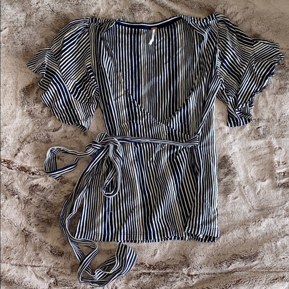 Free People Striped Wrap Top
